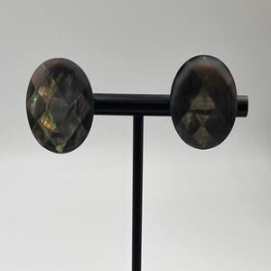 Margo Morrison Sterling Silver Abalone Mother of Pearl Doublet Stud Clip Earring